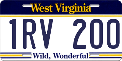 WV license plate 1RV200
