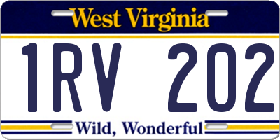 WV license plate 1RV202