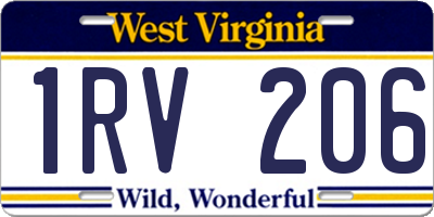 WV license plate 1RV206