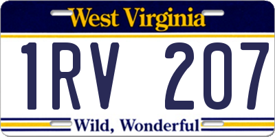 WV license plate 1RV207
