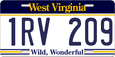 WV license plate 1RV209