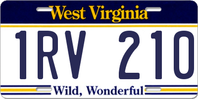 WV license plate 1RV210