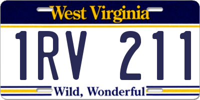 WV license plate 1RV211
