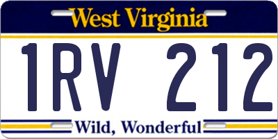 WV license plate 1RV212