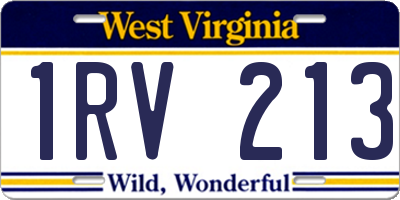 WV license plate 1RV213