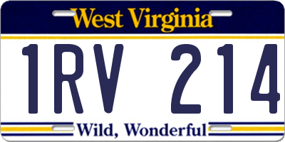 WV license plate 1RV214