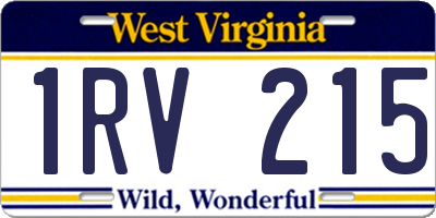 WV license plate 1RV215