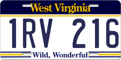 WV license plate 1RV216