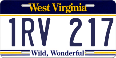 WV license plate 1RV217