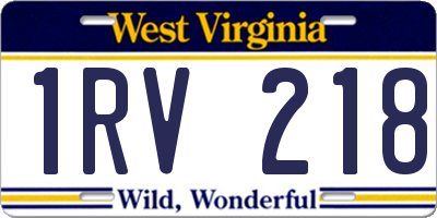 WV license plate 1RV218