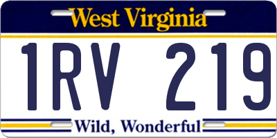 WV license plate 1RV219