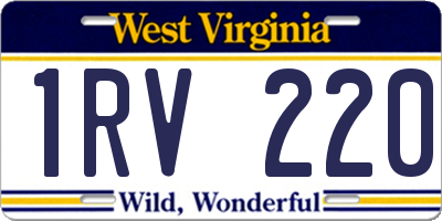 WV license plate 1RV220