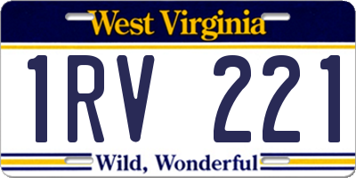 WV license plate 1RV221