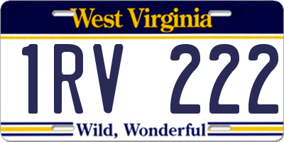 WV license plate 1RV222