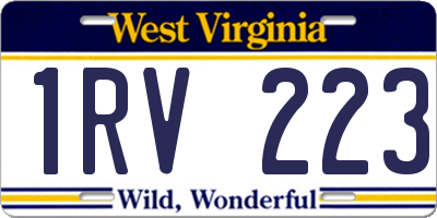 WV license plate 1RV223