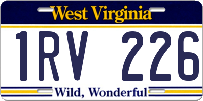 WV license plate 1RV226