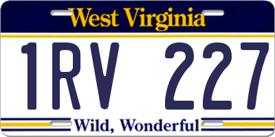 WV license plate 1RV227