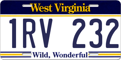 WV license plate 1RV232