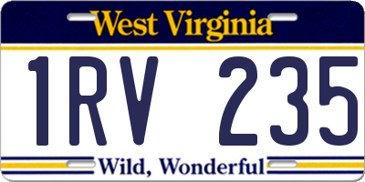 WV license plate 1RV235