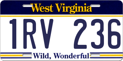 WV license plate 1RV236