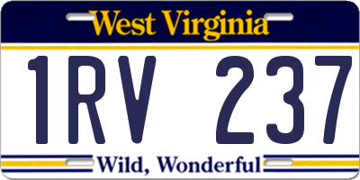 WV license plate 1RV237