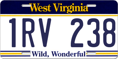 WV license plate 1RV238