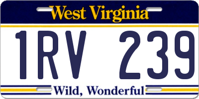 WV license plate 1RV239