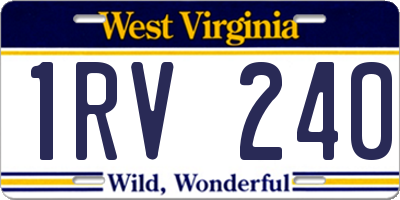 WV license plate 1RV240