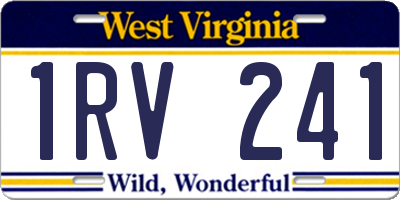 WV license plate 1RV241