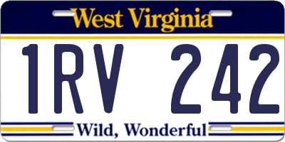 WV license plate 1RV242