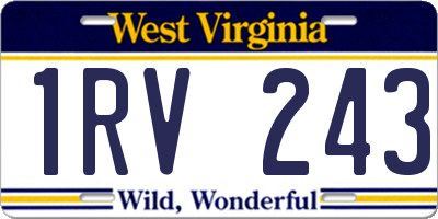 WV license plate 1RV243
