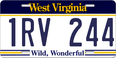 WV license plate 1RV244