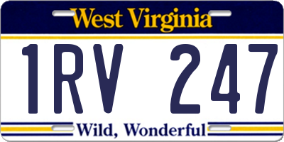 WV license plate 1RV247