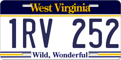 WV license plate 1RV252