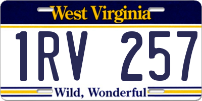 WV license plate 1RV257