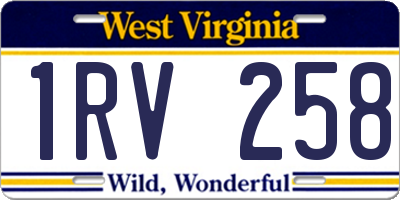 WV license plate 1RV258