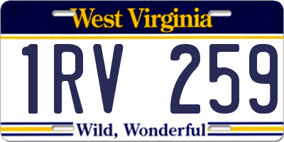 WV license plate 1RV259