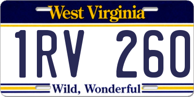 WV license plate 1RV260