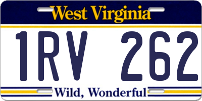 WV license plate 1RV262