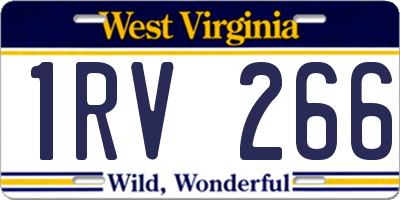 WV license plate 1RV266