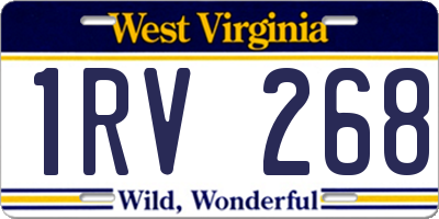 WV license plate 1RV268