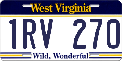 WV license plate 1RV270