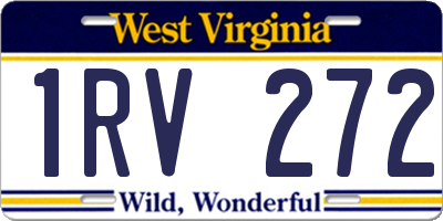 WV license plate 1RV272