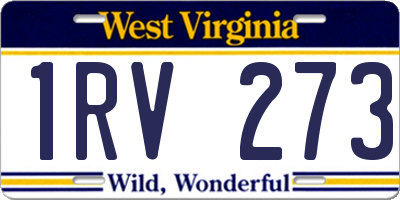 WV license plate 1RV273
