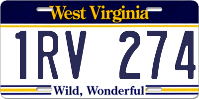 WV license plate 1RV274