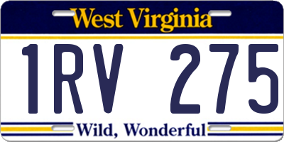 WV license plate 1RV275