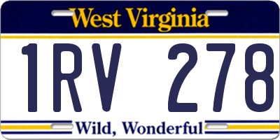 WV license plate 1RV278