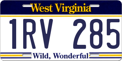 WV license plate 1RV285