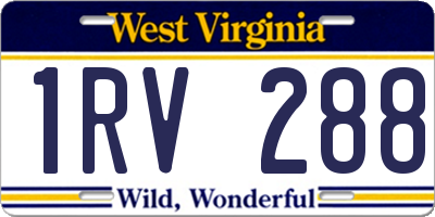 WV license plate 1RV288