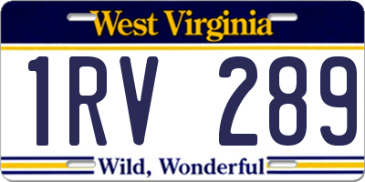 WV license plate 1RV289